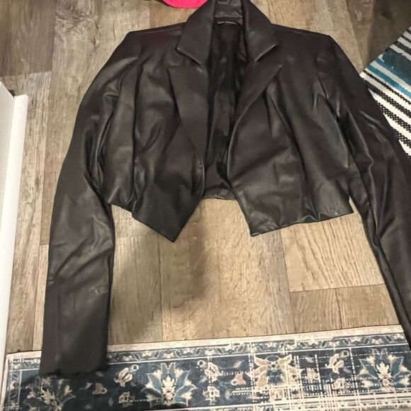 Naked Wardrobe Crop Faux Leather Jacket M - Picture 4 of 12